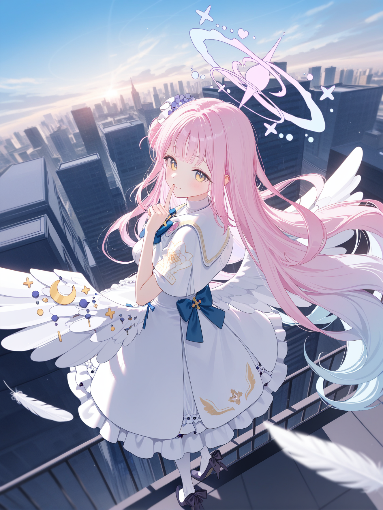 01202-3580964710-mika _(blue archive_),yunsang,gomzi_0.2,_From above,1 girl,highres,absurdres,official art,Strong sunshine,chiaroscuro,wide shot,.png